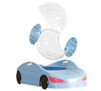 Balle d'exercice pour Hamster-Grand Transparent avec Conception de Voiture de Sport, Jouet Roue Course Silencieux pour Petits Animaux Compagnie, Bleu