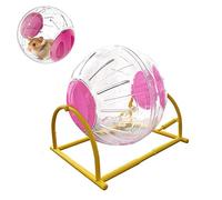 Balle d'exercice silencieuse pour hamster - Pour petits animaux - Balle transparente pour rat dwar - Soulage l'ennui et augmente l'activité (15,2 cm avec support, rose)