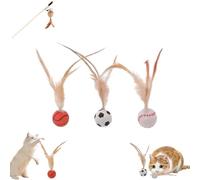 Balle élastique en plumes pour chats, ensemble de jouets interactifs rebondissants en plumes pour animaux de compagnie, mini basket-ball, football à mâcher (mélange)
