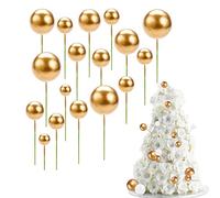 Balle Gâteau Topper,60 Pièces Mini Topper de Gâteau Ballon Cupcakes Toppers Ballons Ronds en Mousse Gâteau Topper Ballon DIY Cake Topper Ballon Perle Insert pour Décoration de Gâteau Dessert Or