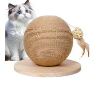 Balle griffoir pour chats, en sisal avec mécanisme à casse-tête - interactif avec plumes pour exercice | Pour coin intérieur, , chasse, escalade