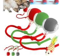 Balle interactive à 360° intelligente à rouler pour animal domestique - Jouet électrique rechargeable par USB pour chat avec corde active queue roulante pour chiens (rouge gris)