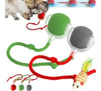 Balle interactive à 360° intelligente à rouler pour animal domestique - Jouet électrique rechargeable par USB pour chat avec corde active queue roulante pour chiens (rouge gris)