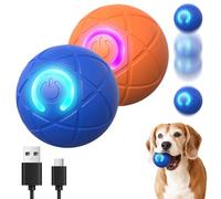 Balle Interactive couinante pour Chien, Automatique, roulante avec Lampe Torche LED, Rechargeable par USB, Caoutchouc Flottant Durable à Rebond élevé, pour Chaton et Chiot (2 pièces mélangées)
