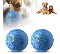 Balle Interactive couinante pour Chien, Rechargeable, Automatique, avec Lampe Torche LED, Taille M et L (2 Bleues)