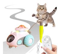 Balle interactive pour chat - Jouet pour chat - Jouet électrique rechargeable par USB - Avec queue en plumes et télécommande - Pour chats domestiques de petite/moyenne taille (A)