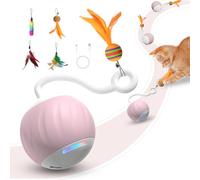 Balle interactive pour chat - Jouets électriques automatiques pour chats d'intérieur, lumières LED et jouets en forme de queue de plume avec activation sonore et tactile, rechargeable par USB, mode 2