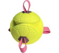 Balle interactive pour chien avec corde texturée renforcée, fournitures à mâcher pour animaux de compagnie pour rapporter, enrichir le comportement et gérer la santé (jaune)