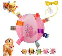 Balle interactive pour chien avec étiquettes colorées - Jouet en peluche douce pour les chiots et les petits chiens - Pour jouer et dresser l'intérieur - Rose B - 15 x 15 x 15 cm