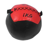 Balle murale lestée en cuir PU, 2,2 lb, 1KG, exercice souple, Fitness, entraînement de force et d'étirement (Noir Rouge)