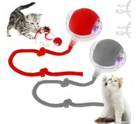 Balle pour chien électrique rechargeable en silicone - Balle interactive - 7 cm - Convient pour chiens et chats de toutes tailles et de tous âges (rouge + gris)