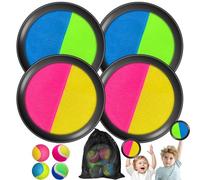 Balle Raquette Scratch Jeux pour Enfants à Partir de 3, 4, 5, 6, avec 4 Disques de Capture et 4 Balles, pour l'extérieur, Jeu de Lancer et d'attraper pour fête, Jardin, intérieur et extérieur