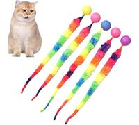 Balle rebondissante avec queue, jouet pour chat, ver pelucheux - composant interactif, taille 9,06 x 1,77 x 1,77 pouces, plus construction élastique robuste, synonyme de chasseur, accessoire | pour l'