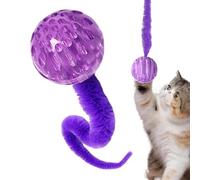 Balle rebondissante avec queue pour chat - Balle rebondissante pour chat | Balle interactive en caoutchouc résistant aux morsures pour broyer, rouler et rebondir