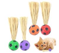 Balle Rebondissante pour Chat - 4 Pièces d'Accessoires Interactifs 2-en-1 - Jouet Balle pour Chat | pour Jeu Intérieur Et Extérieur Entraînement Exercice Griffoir Escalade Jeu Au Sol