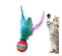 Balle rebondissante pour chat avec plumes, jouets rebondissants pour chat d'intérieur, jouet rebondissant de divertissement, jouet en plumes, ballon de basket-ball, football et baseball interactif