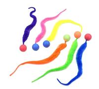 Balle rebondissante pour chat avec queue, jouet pour chat balle rebondissante - Petit jouet de ver de chat jouet de queue de chat ensemble de 6,Boules rebondissantes créatives de ver floues, queues re
