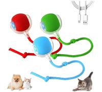 Balle roulante active avec queue pour chiens et chats, balle de saut intelligente à 360 ° pour chiens, 3 modes de divertissement et fonction de réveil intelligent, chargement USB, balle interactive