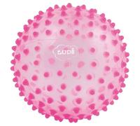 Balle sensorielle LUDI rose pour bébé dès 6 mois avec picots tendres faciles à mordiller