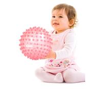Ludi - Balle de Massage Rose - Éveil Sensoriel pour Bébé dès 6 Mois - Picots Tendres - Stimulation, Dextérité et Coordination - 100% PVC - Lavable - Ø 20 cm - Soulage Les Dents et Favorise Le Jeu