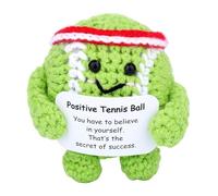 Balle Tennis Positive, Adorable Peluche Tennis Tricotée Crochet Jouet Soutien Émotionnel Décoration Bureau Cadeau Inspirant pour Amateurs Sport(Rouge et Blanc)