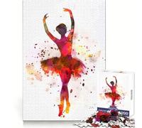 Ballerine Aquarelle en Pose élégante Puzzle de 1000 pièces pour Adolescents Développe la logique Loisirs paisibles Bords Nets Cadeau mémorable (50x75cm)