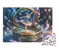 Ballerine Boîte À Musique Fleurs 1000pcs Mini Puzzle pour Famille Difficile | 52x38cm Carton Décor Salon Structure Durable Cadeau D'anniversaire Soulagement De L'anxiété