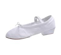 Ballerine Chausson De Danse Chaussure Vintage Femme 50 Tango Confortable Chaussures Latine Fille Barre Au Sol Demi Pointe Sandales Talon Satin Classique Blanc #2 38