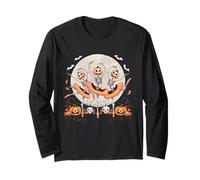Ballerine, citrouille, squelette, effrayant, Halloween, hommes, femmes, garçons et filles Manche Longue