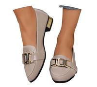 Ballerine classique pour femme en cuir synthétique - Bout rond et semelle plate pour un port facile toute la journée - Idéale pour le travail ou les loisirs - Style intemporel et couleur unie Kaki , 3