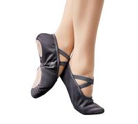 Ballerine Danse Fille Dance Shoe Suede Velvet Foldable Ballet Slipper Soft Split Sole Girl PU Leather Flats Traning Practice Yoga Women's(Grey,34)