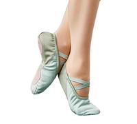 Ballerine Danse Fille Dance Shoe Suede Velvet Foldable Ballet Slipper Soft Split Sole Girl PU Leather Flats Traning Practice Yoga Women's(Green,42)