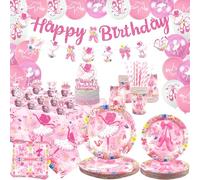 Ballerine, décoration de fête d'anniversaire, accessoires de fête de ballet, assiettes, tasses, serviettes, nappe, bannière, ballons, décorations de gâteau pour filles et femmes, danse, ballerine,