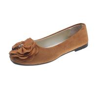 Ballerine Femme Confortable Baskets Et Chaussures de Sport Femme Women's Flat Shoes Spring Summer and Autumn Lightweight Suede Round Toe Shallow Mouth Soft Bottom Bow Single Shoes Daily Brun 40