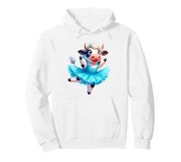 Ballerine Mignonne en Forme de Vache Dansant Bleu Tutu Flocon de Neige Sweat à Capuche
