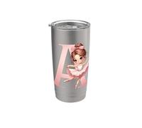 Ballerine mignonne lettre A monogramme danseuse de ballet Gobelet isotherme en acier inoxydable double paroi