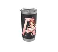 Ballerine mignonne lettre A monogramme danseuse de ballet Gobelet isotherme en acier inoxydable double paroi