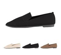Ballerines à bout pointu en tricot plat creux pour femme - Chaussures plates confortables à enfiler pour femme - Chaussures de marche classiques douces pour le travail, la conduite décontractée et le