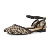 BALLERINES BICOLORES EN CUIR TRESSÉ AVEC FERMETURE À BRACELET POUR FEMME KONISPOL