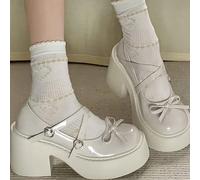 Ballerines blanches type "Mary Jane", inspirées des fées, style vintage polyvalent, flatteuses pour les petites tailles, semelle plateforme, convenant aux jupes. Nouvelle arrivée de l'été 2025 CN35,CN