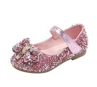 Ballerines Chaussures Princesse Fille Talons Bas Petites Mary Janes Bowknot Sandales Paillette Glitter Shinning Chaussures Bout Fermé pour Enfant Fille Déguisement Ceremonie Mariage Carnaval Fête