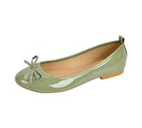 Ballerines classiques vernies pour femme - Chaussures basses pour femme avec nœud - Vegan - Confortables - Bout carré - Chaussures basses - Chaussures basses, vert, 41