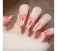 Ballerines Coffin Press sur Ongles Brillants Faux Acrylique Français Faux Adhésifs Artificiels pour Femmes Acrylique Faux Ongles pour Femmes Transparent