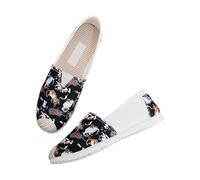 Ballerines d'été pour femme - Chaussures de danse fermées - Chaussures basses à enfiler - En cuir synthétique - Bout rond - Chaussures de jazz élégantes - Chaussures de gymnastique confortables