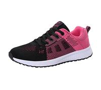Ballerines d'été pour femme - En maille plate - Respirantes - Confortables - Chaussures de course sur route - Avec amortissement - Chaussures en tissu - Décontractées - Antidérapantes, Rose, 38 EU