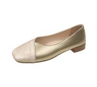 Ballerines élégantes pour femme avec talon - Chaussures de mariage bicolores - Légères et confortables - Mocassins fermés - Chaussures à talons - Antidérapantes - Bout carré, beige, 40 EU