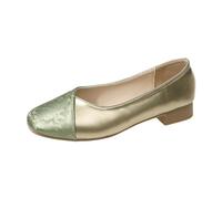 Ballerines élégantes pour femme avec talon - Chaussures de mariage bicolores - Légères et confortables - Mocassins fermés - Chaussures à talons - Antidérapantes - Bout carré, vert, 37 EU