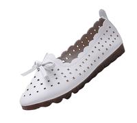 Ballerines élégantes pour femme - Chaussures d'été en cuir - Chaussures d'été élégantes et confortables - Chaussures d'école - Chaussures de loisirs - Chaussures à enfiler, beige, 39 EU