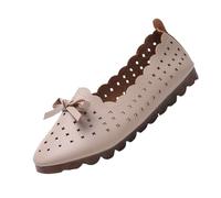 Ballerines élégantes pour femme - Chaussures d'été en cuir - Chaussures d'été élégantes et confortables - Chaussures d'école - Chaussures de loisirs - Chaussures à enfiler, café, 36 EU