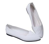 Ballerines élégantes pour femme, plates, antidérapantes, légères, confortables, chaussures de loisirs, pointues, chaussures de danse basiques, Blanc., 39 EU